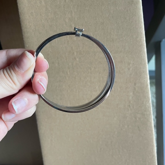 Michael Kors three silver bangles with buckle and rhinestones bracelet - Picture 4 of 6